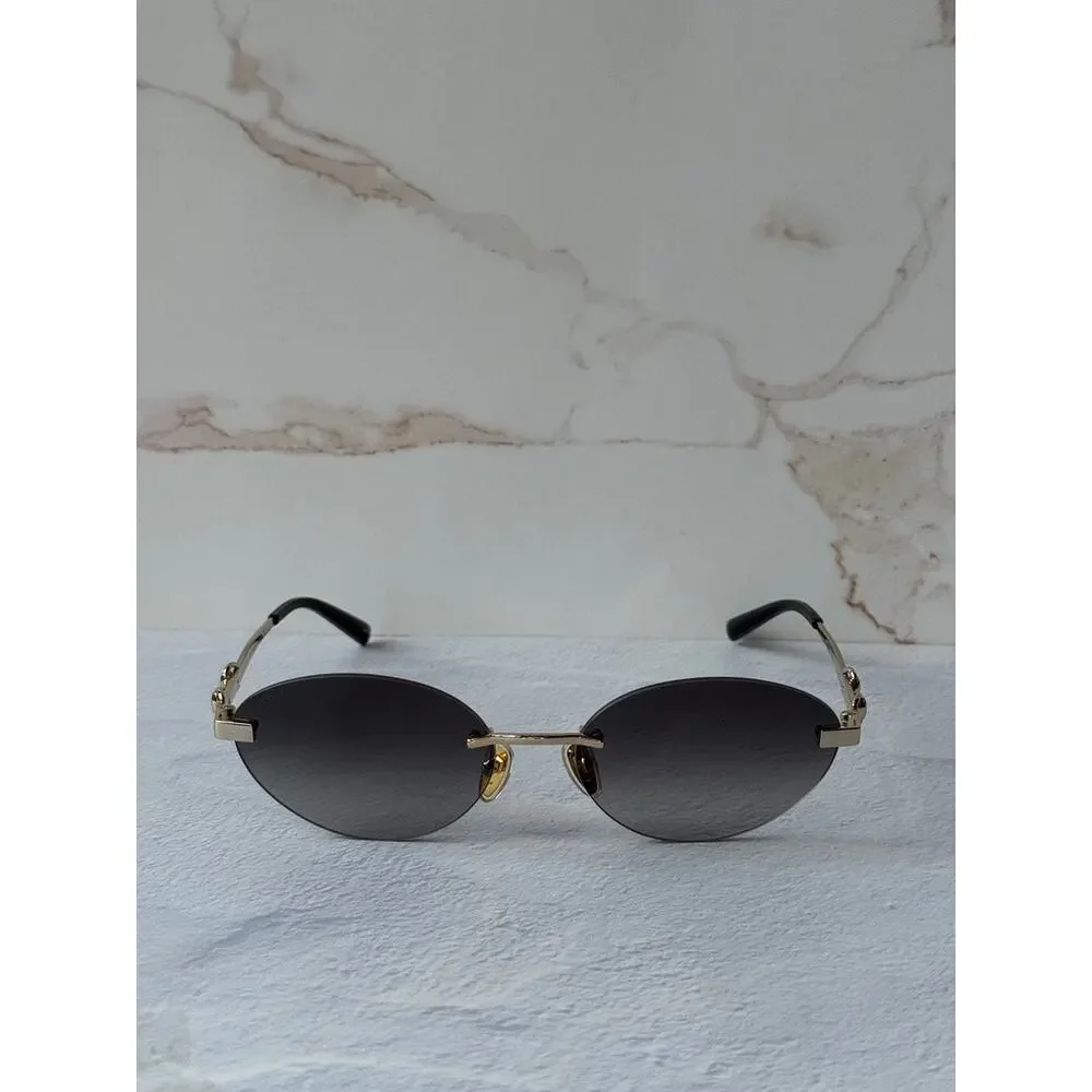NEW Gucci GG2051S Gold Grey Horsebit Rimless Sunglasses $615
